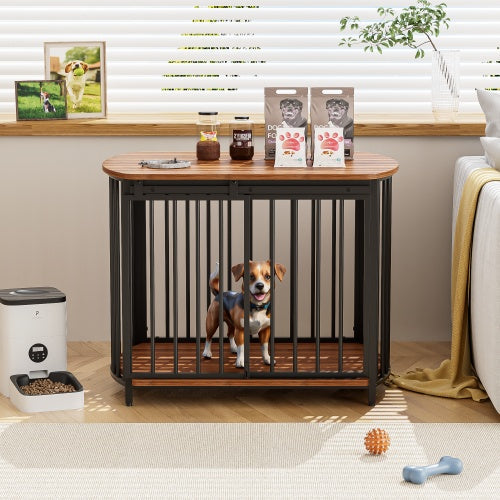 Furniture Style Dog Crate with Double Doors for Small and Medium Dogs