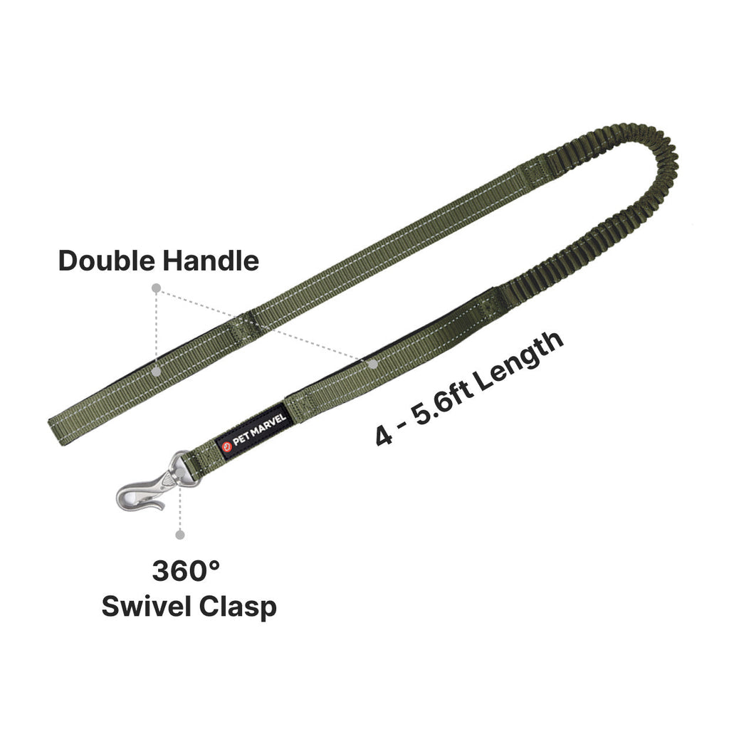 PETMARVEL 4-6 FT Shock Absorbing Tactical Dog Leash with Dual Handles for Training and Control