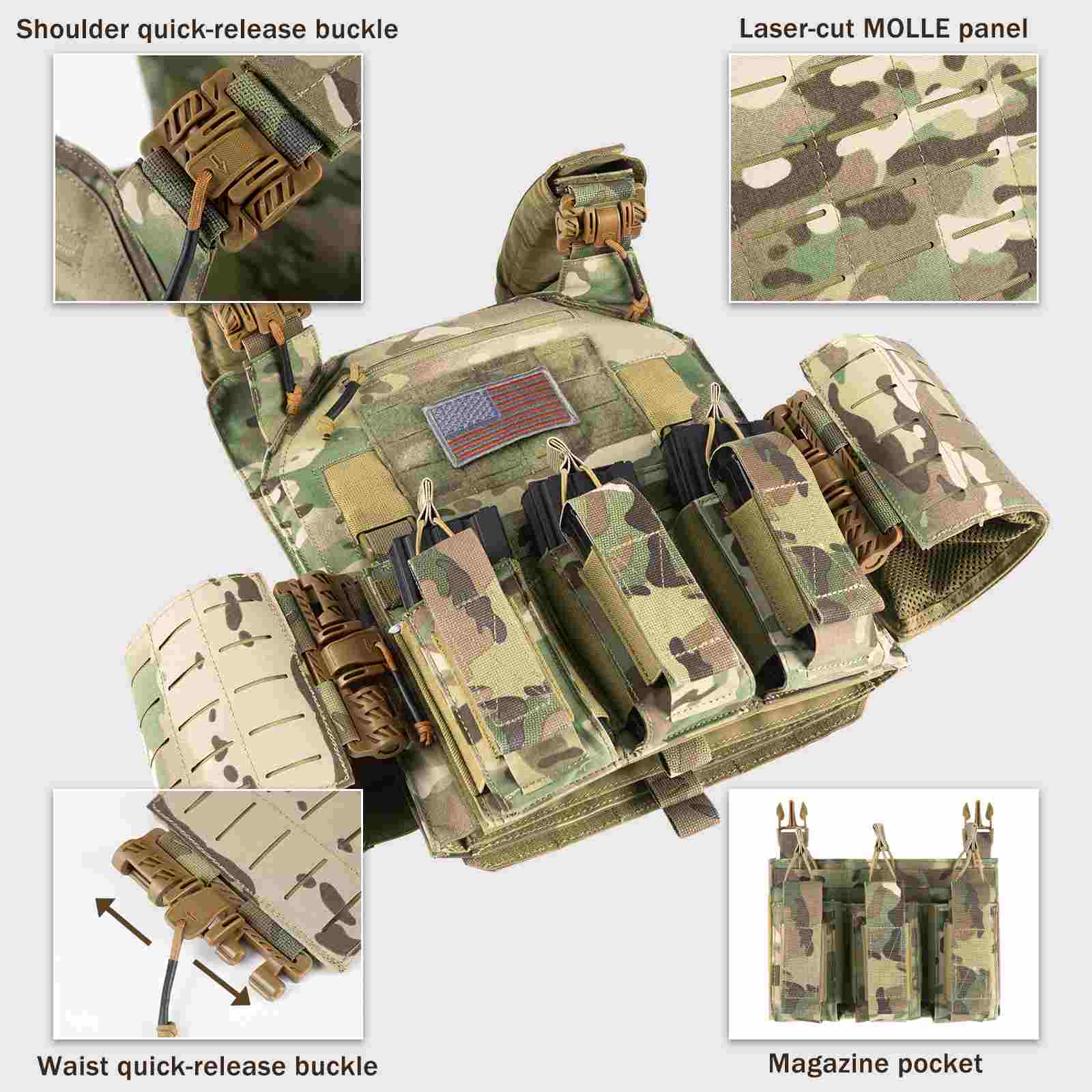 Votagoo Tactical Vest 601 – Laser Cut MOLLE Adjustable Vest