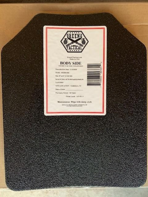 Level III Curved Plates 10x12 or 8x10- 2 plates made from AR500 Steel