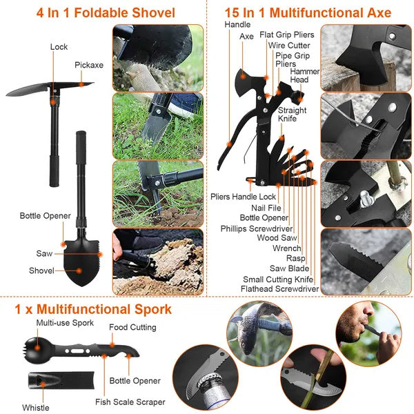 121Pcs Survival Kit for Outdoor Adventure - Professional Emergency Gear & Tactical First Aid Supplies for Camping, Hiking, and Hunting