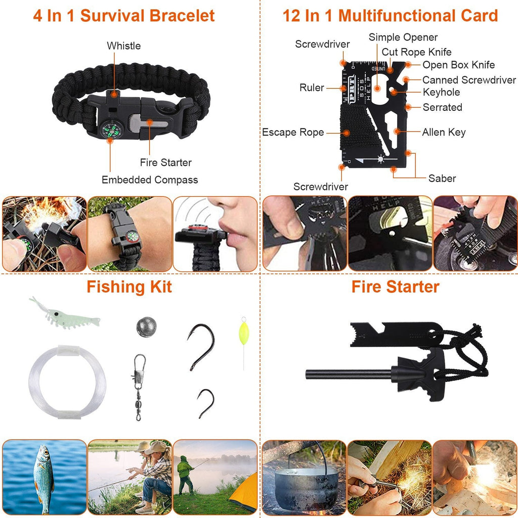 125Pcs Survival Kit for Outdoor Adventures - Professional Emergency Gear & Tactical First Aid Supplies for Camping, Hiking, and Hunting