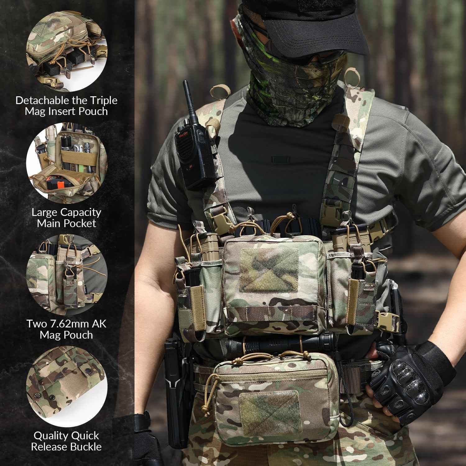 Votagoo Tactical Chest Rig – Adjustable & Detachable Design