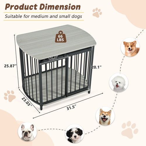 Furniture Style Dog Crate with Double Doors for Small and Medium Dogs