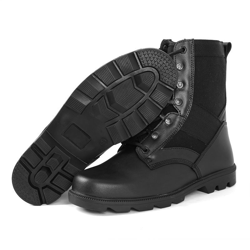 Black Leather Combat Boots for Men and Women - Durable, Stylish, and Comfortable