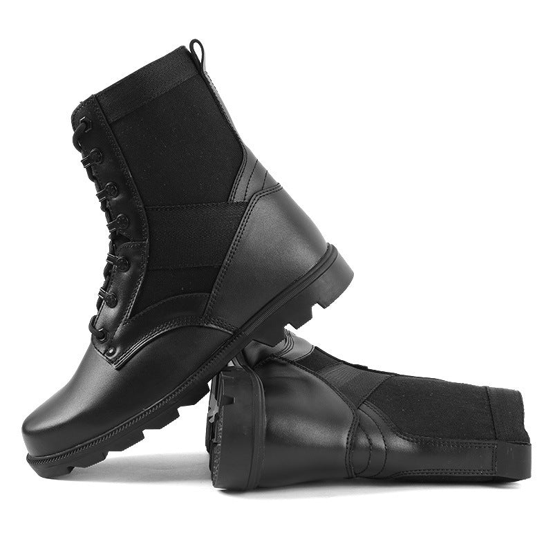 Black Leather Men's Combat Boots - Stylish Durability and Comfort