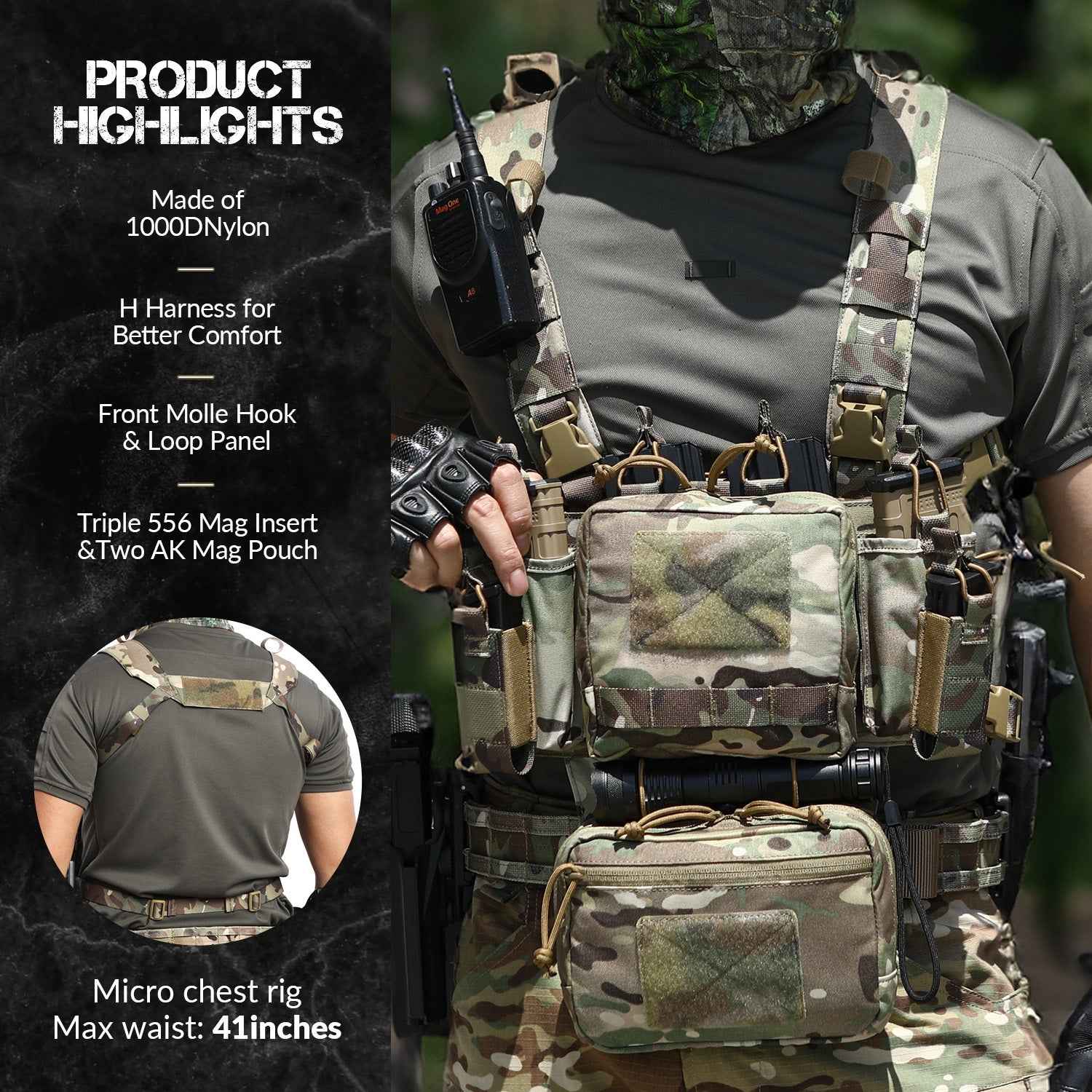 Votagoo Tactical Chest Rig – Adjustable & Detachable Design