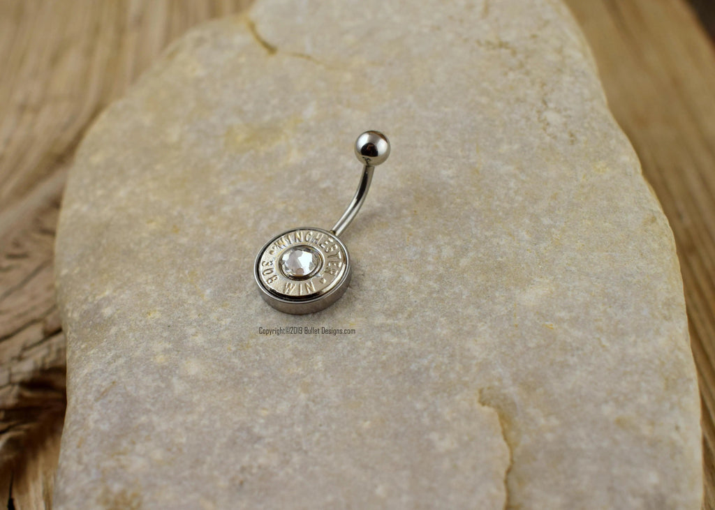Bullet Belly Ring- Colt 45, 308, 30-06, 270, 243, 6.5 Creedmoor, 45 Auto, 7mm-08, 22-250 NON-DANGLE