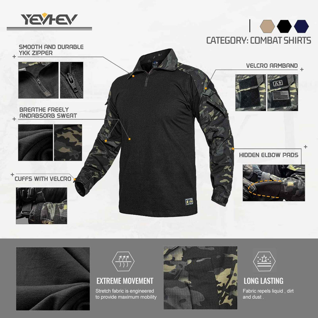 Army Tactical Desert Combat Shirt with Elbow Pad Inserts