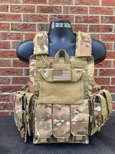 Tactical Vest Plate Carrier W/ 2 10x12 Curved Plates- BUNDLE