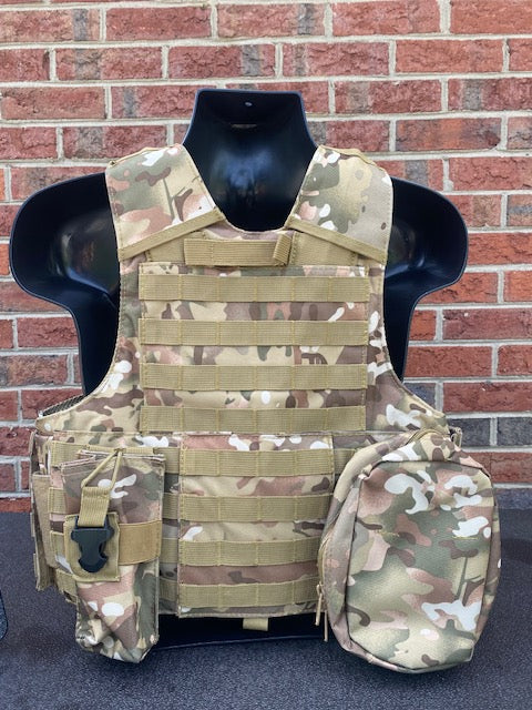 Tactical Vest Plate Carrier W/ 2 10x12 Curved Plates- BUNDLE