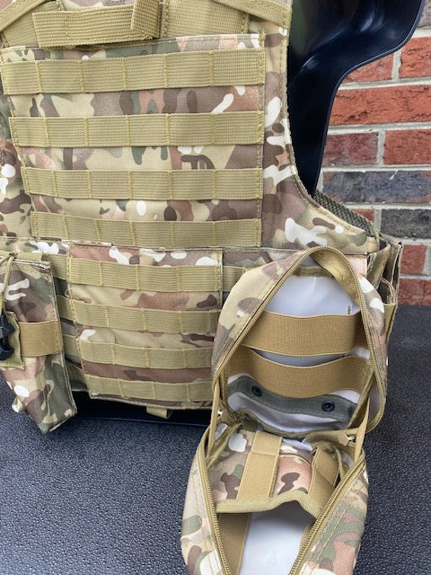 Tactical Vest Plate Carrier W/ 2 10x12 Curved Plates- BUNDLE