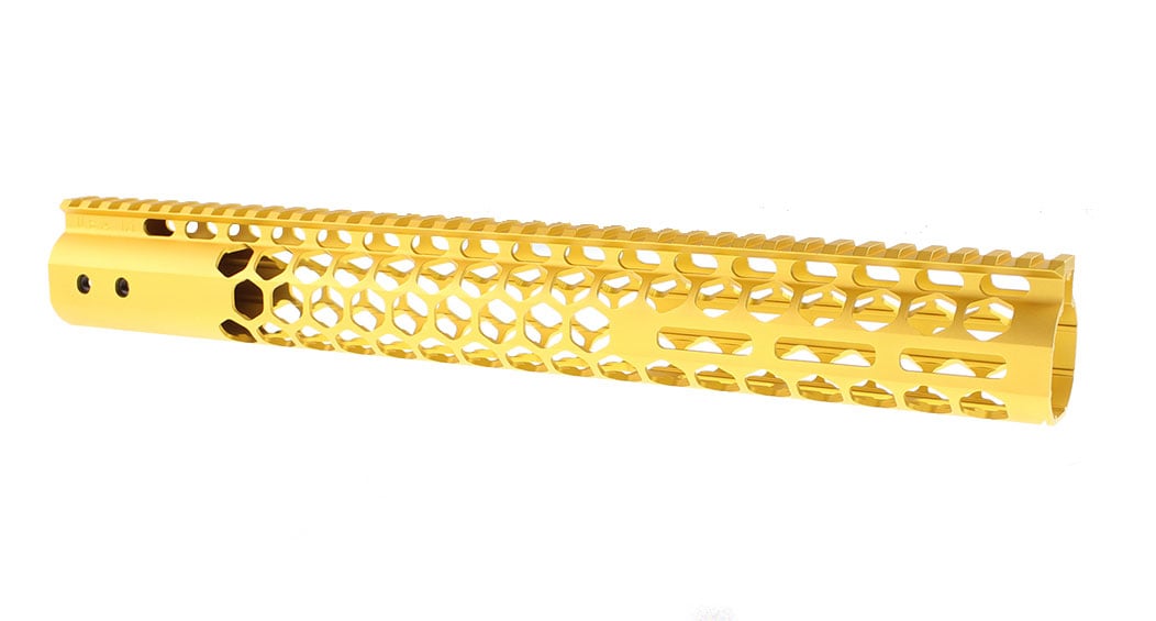 Guntec 15" Honeycomb M-LOK Handguard - Gold