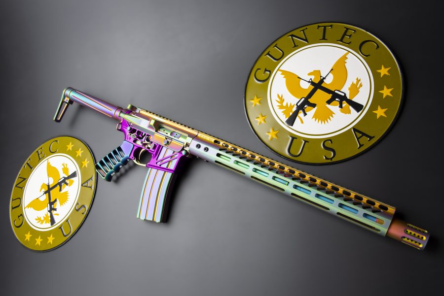 Guntec Ultralight Skeletonized Aluminum Pistol Grip - Matte Rainbow PVD