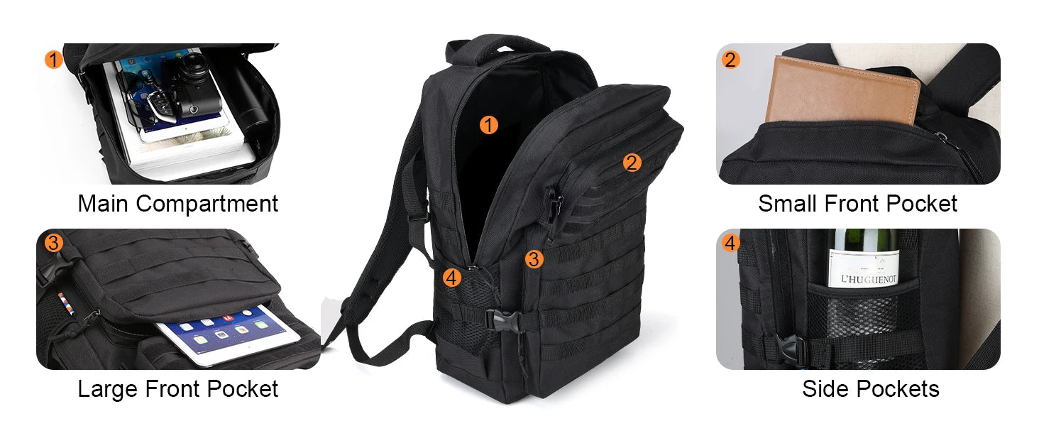 Tactical Backpack  (Black, 20L)