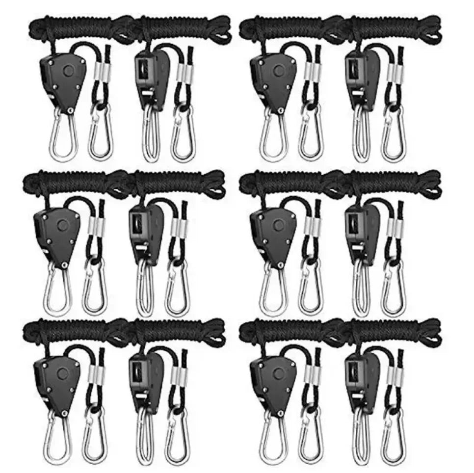 Heavy Duty Adjustable Rope Clip Hanger - 2/4/12pcs 1/8 Inch 8Feet Long for Grow Kit, Canoe, Bow & Stern Tie Down
