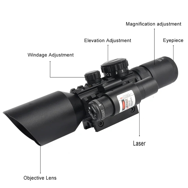 Illuminated Cross-Hair Reticle Scope w/ Laser