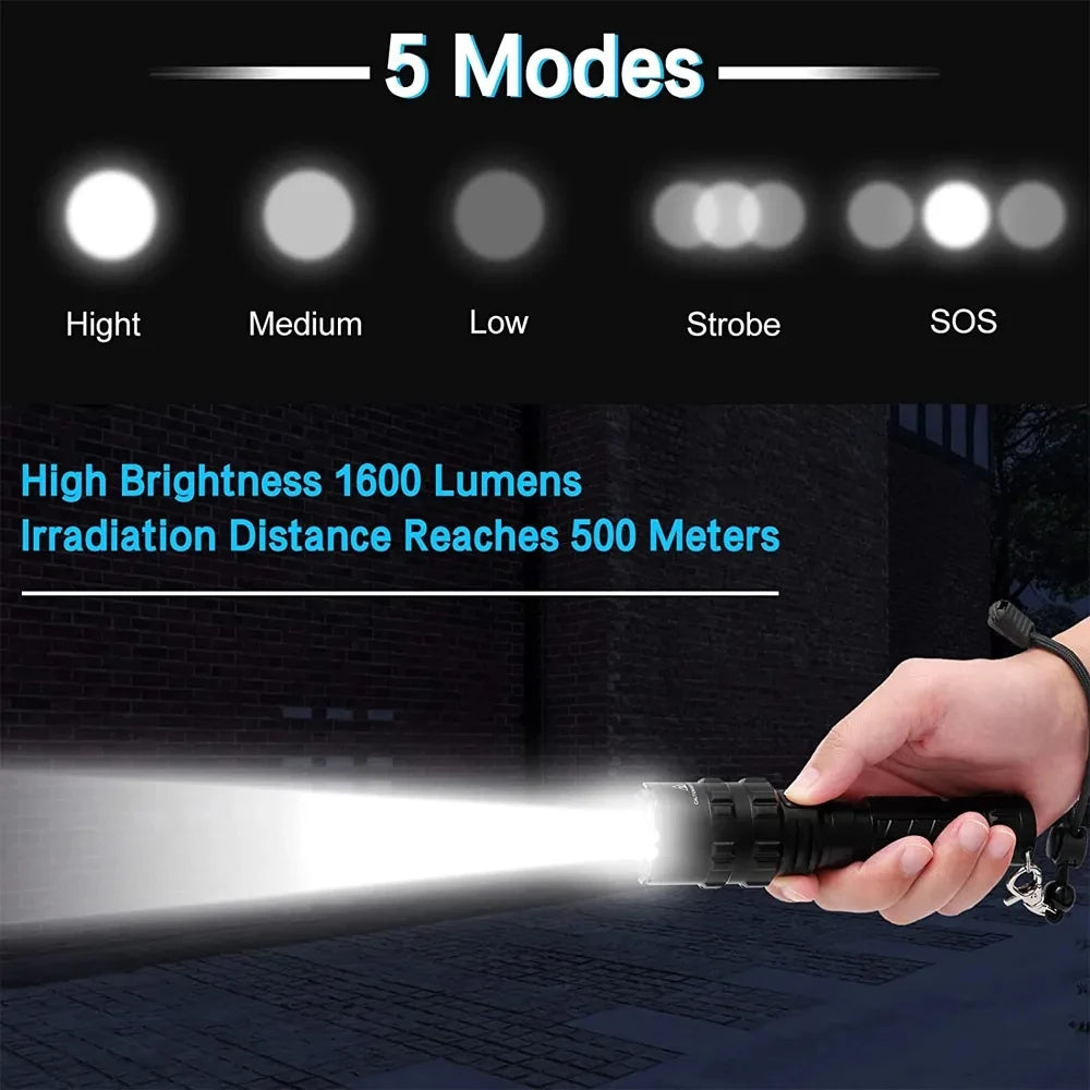 LED Tactical USB Flashlight