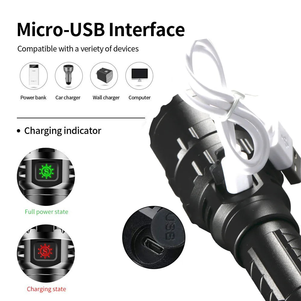 LED Tactical USB Flashlight