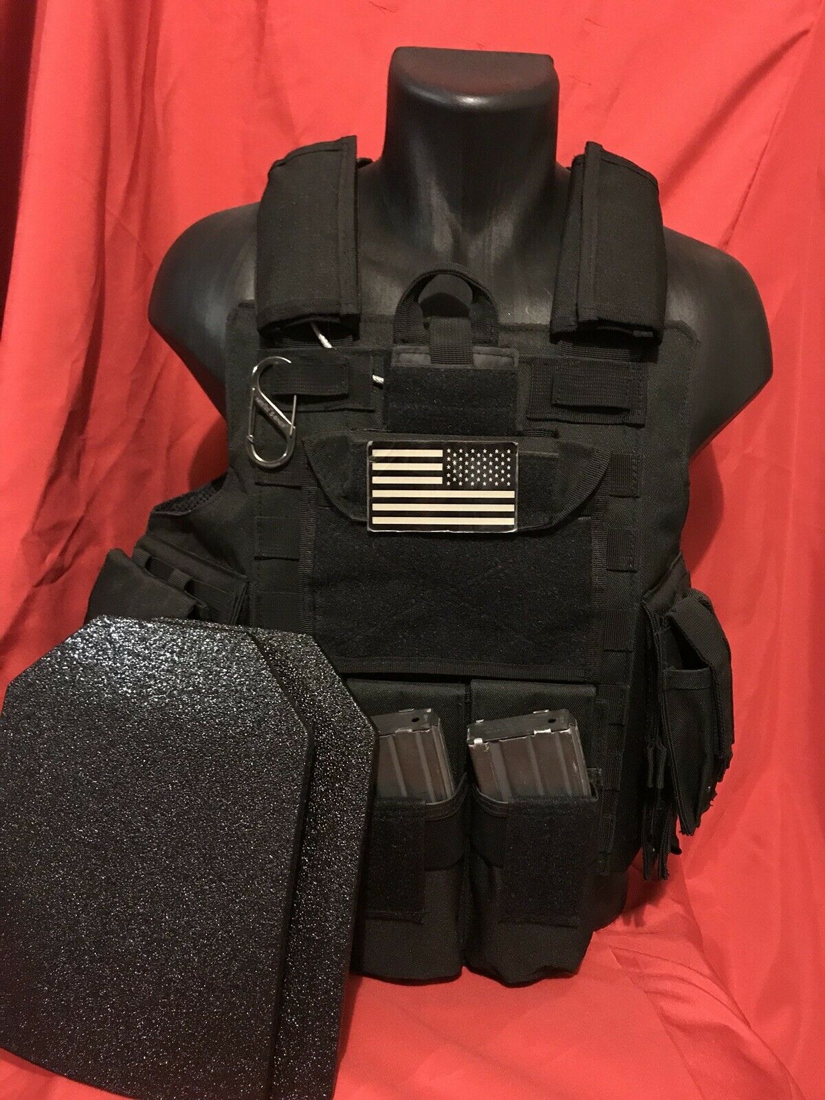 Tactical Vest Plate Carrier W/ 2 10x12 Curved Plates- BUNDLE