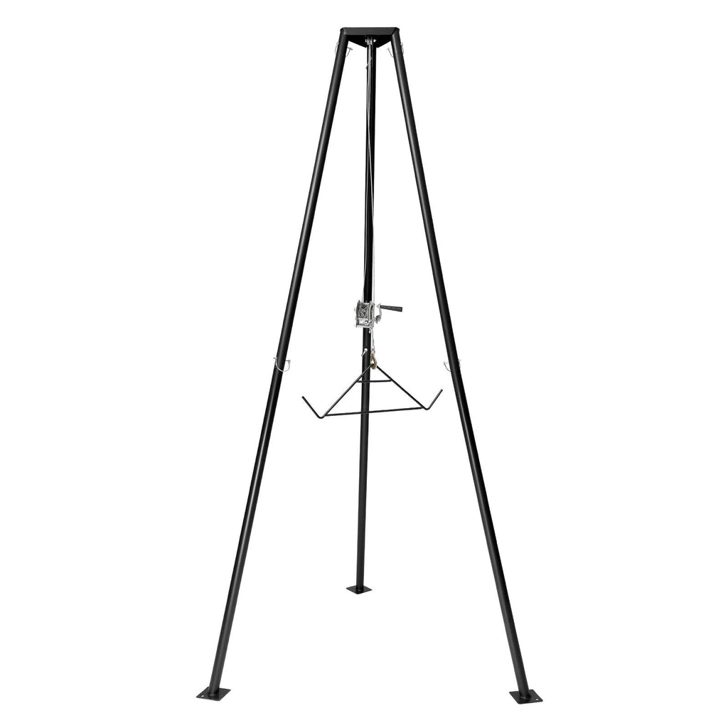 Tripod Deer Hoist, 500 Lbs Load Capacity, Hunting Game Hoist Winch Lift With Gambrel & Manual Winch, Hunting Game Skinning And Cleaning Accessory For Cleaning, Skinning, And Moving, Black