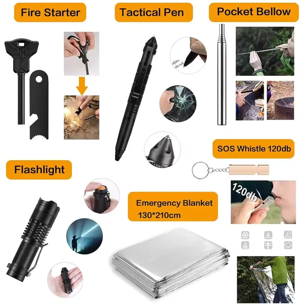 31 Pieces Survival Gear with Bag