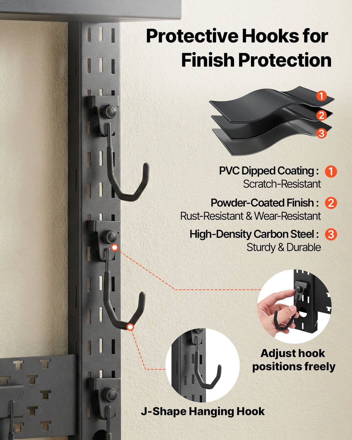 Gun Rack Wall Mount, Heavy Duty Steel, Indoor Rifle Shotgun Rack with J-Hooks, Additional Tray Storage, Gun Accessories Display Storage Holder, Hold Up to 3 Rifles or Shotguns, for Tactical Gear