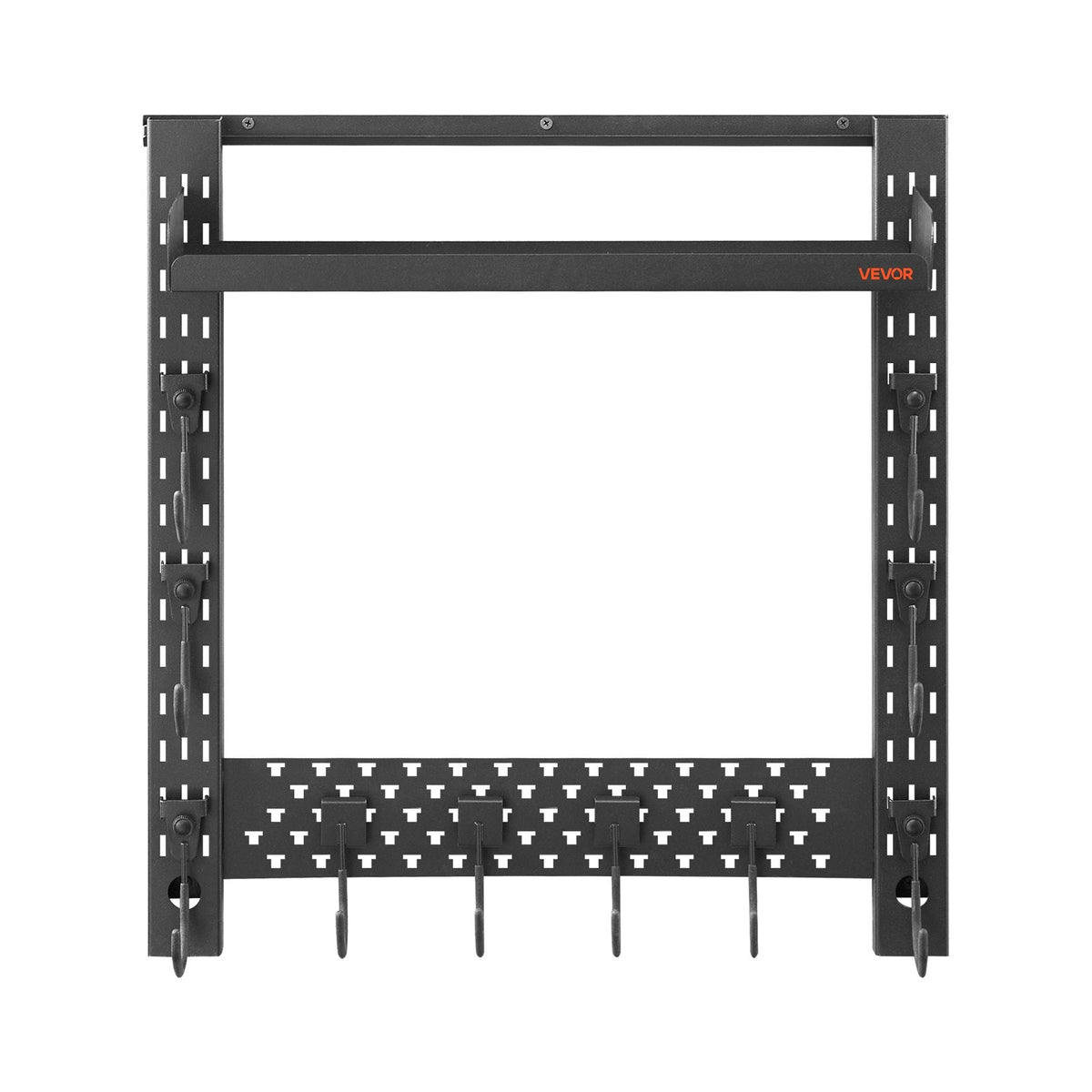 Gun Rack Wall Mount, Heavy Duty Steel, Indoor Rifle Shotgun Rack with J-Hooks, Additional Tray Storage, Gun Accessories Display Storage Holder, Hold Up to 3 Rifles or Shotguns, for Tactical Gear