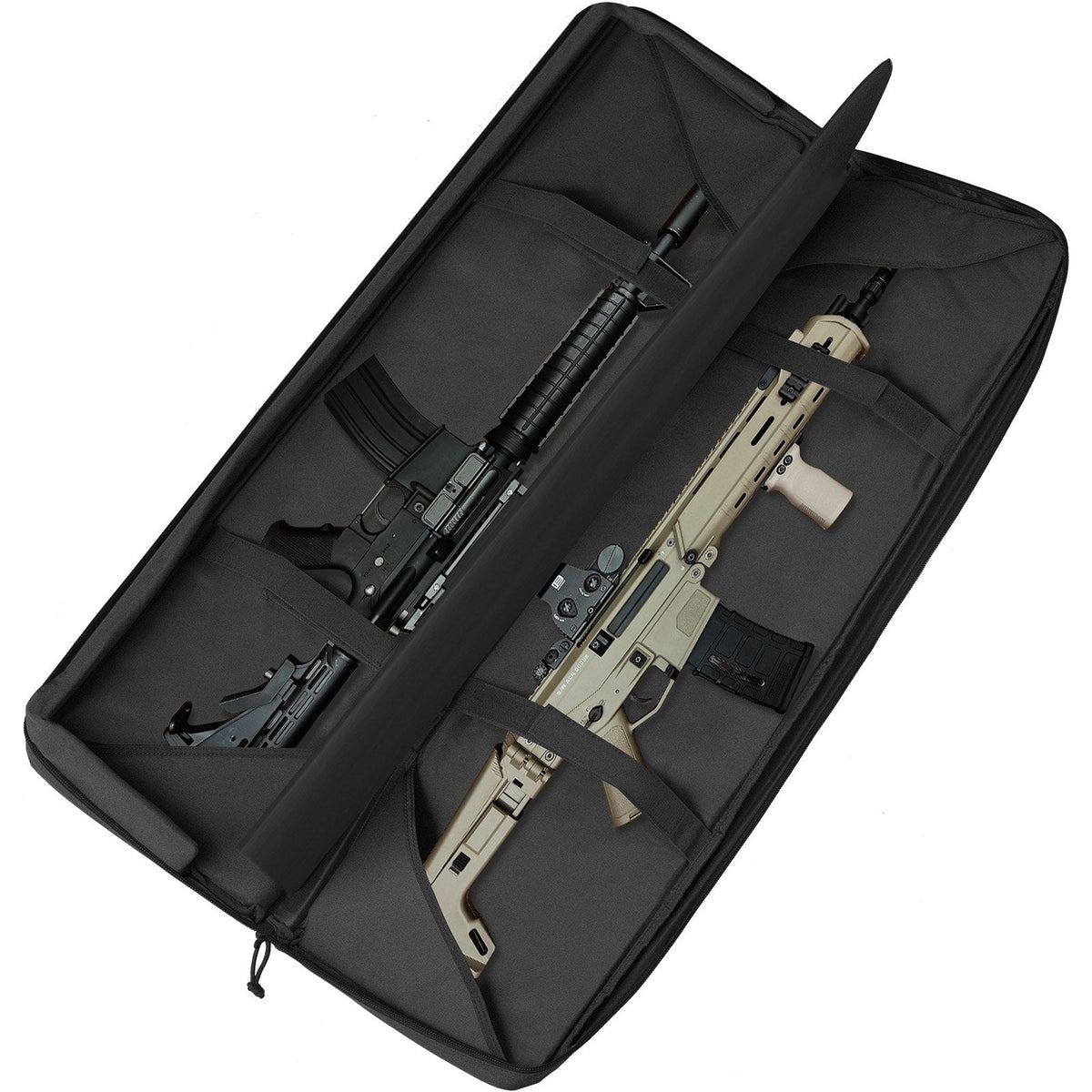 Rifle Bag, 42 inch Tactical Double Long Gun Bag, Soft Rifle Case with Lockable Zipper, Portable Handle & Shoulder Strap, 3 Large Storage Pockets Rifle Case for Two 40" Rifles & 2 Pistols