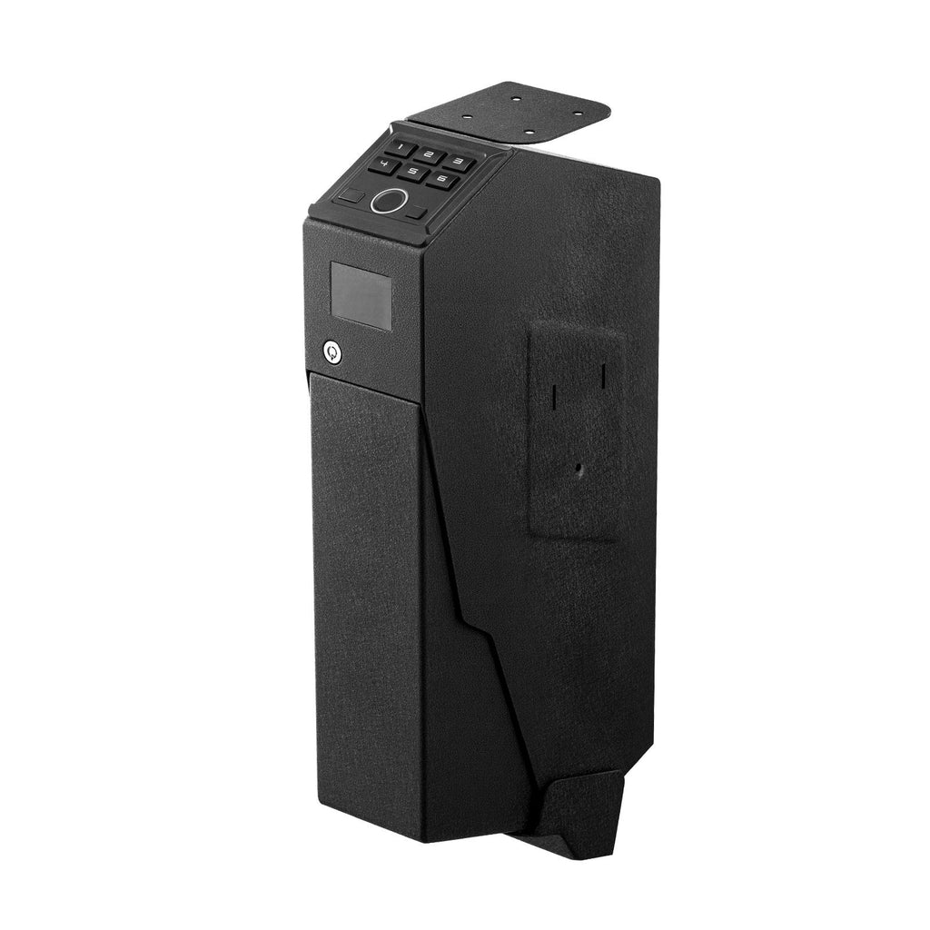 Gun Safe, Slider Handgun Gun Safe with Screen, Fingerprint/Password/Key, 3-Way Quick Access Firearm Case Box with LED for 1 Pistol & Magazine, Mounted Gun Box for Nightstand Bedside Desk Car