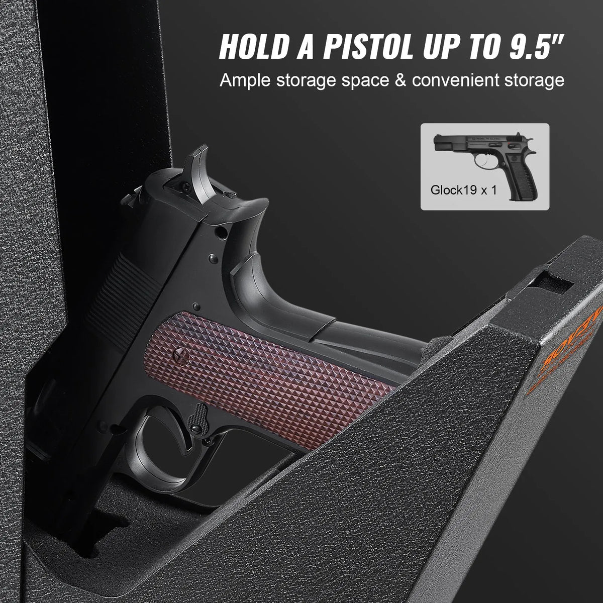 Mounted Gun Safe for Pistols, Biometric Gun Safe with Three Quick Access Ways of Fingerprints, Passwords and Keys, Handgun Safe for 1 Pistol for Home, Bedside, Nightstand, Wall
