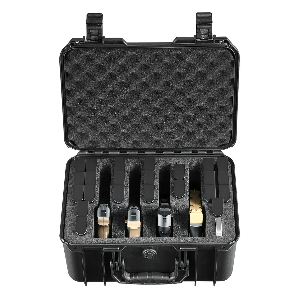 Hard Pistol Case, Heavy Duty Hard Gun Case with XPE Foam Lining, Waterproof Pistol Storage Box with Customizable Interior & Handle for Gun, Lenses, Camera, Gear, TSA Compliant, 15.9x12.5x7.5 in