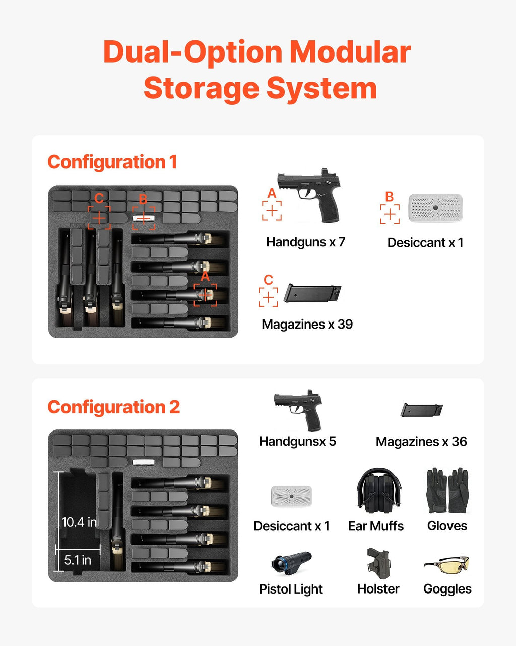 Hard Pistol Case, Heavy Duty Hard Gun Case with XPE Foam Lining, Waterproof Pistol Storage Box with Customizable Interior & Handle for Gun, Lenses, Camera, Gear, TSA Compliant, 19.3x17.1x8.3 in
