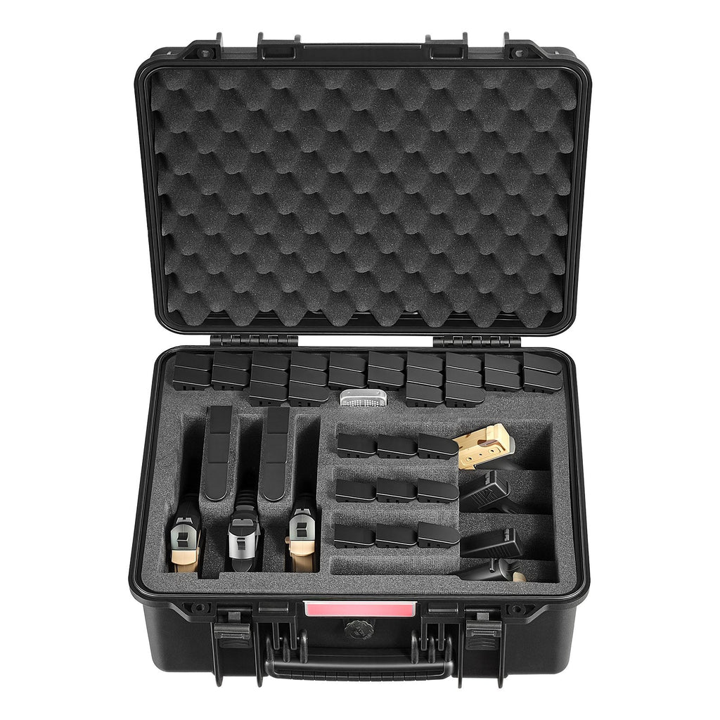 Hard Pistol Case, Heavy Duty Hard Gun Case with XPE Foam Lining, Waterproof Pistol Storage Box with Customizable Interior & Handle for Gun, Lenses, Camera, Gear, TSA Compliant, 19.3x17.1x8.3 in