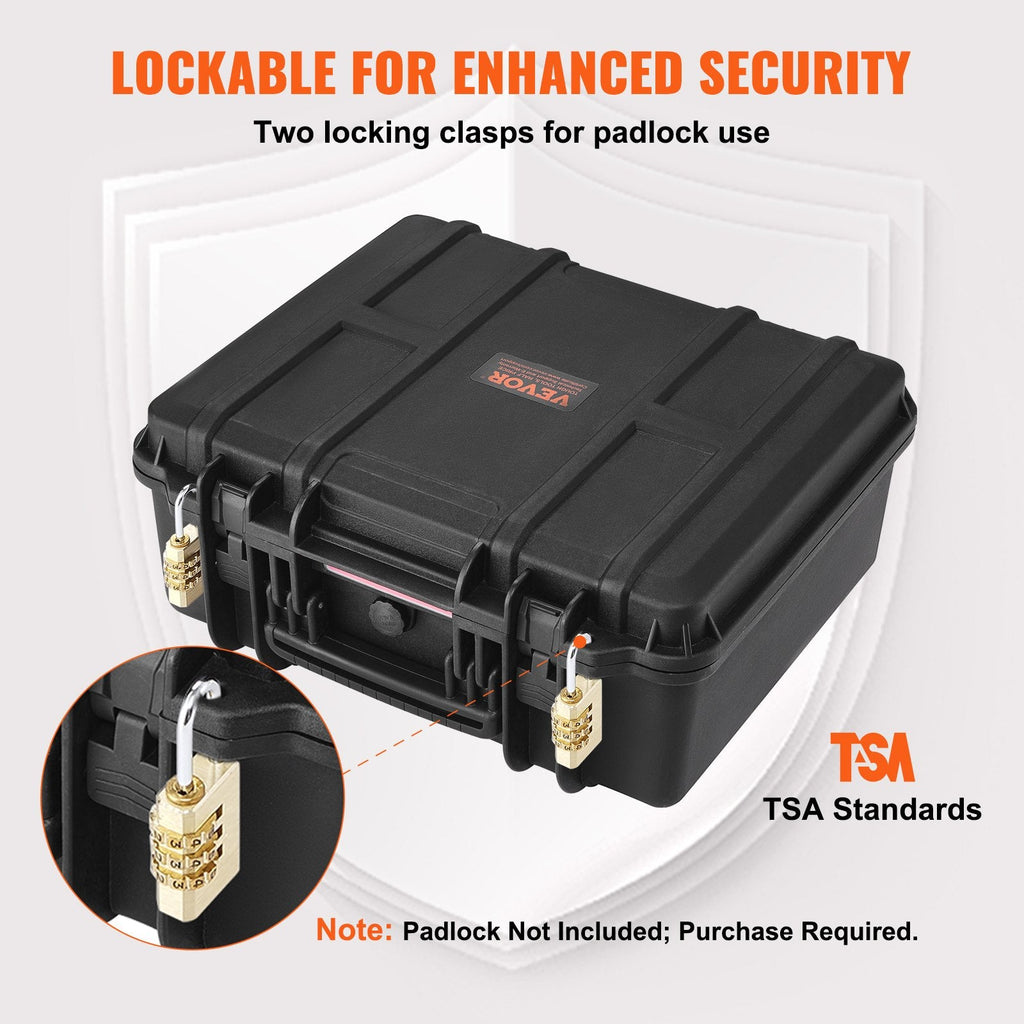 Hard Pistol Cases with Pre-cut PU Foam, Waterproof & Dustproof Hard Gun Case for 6 Pistol, 19.3×17.1×8.3 in Lockable Pistol Case, Black