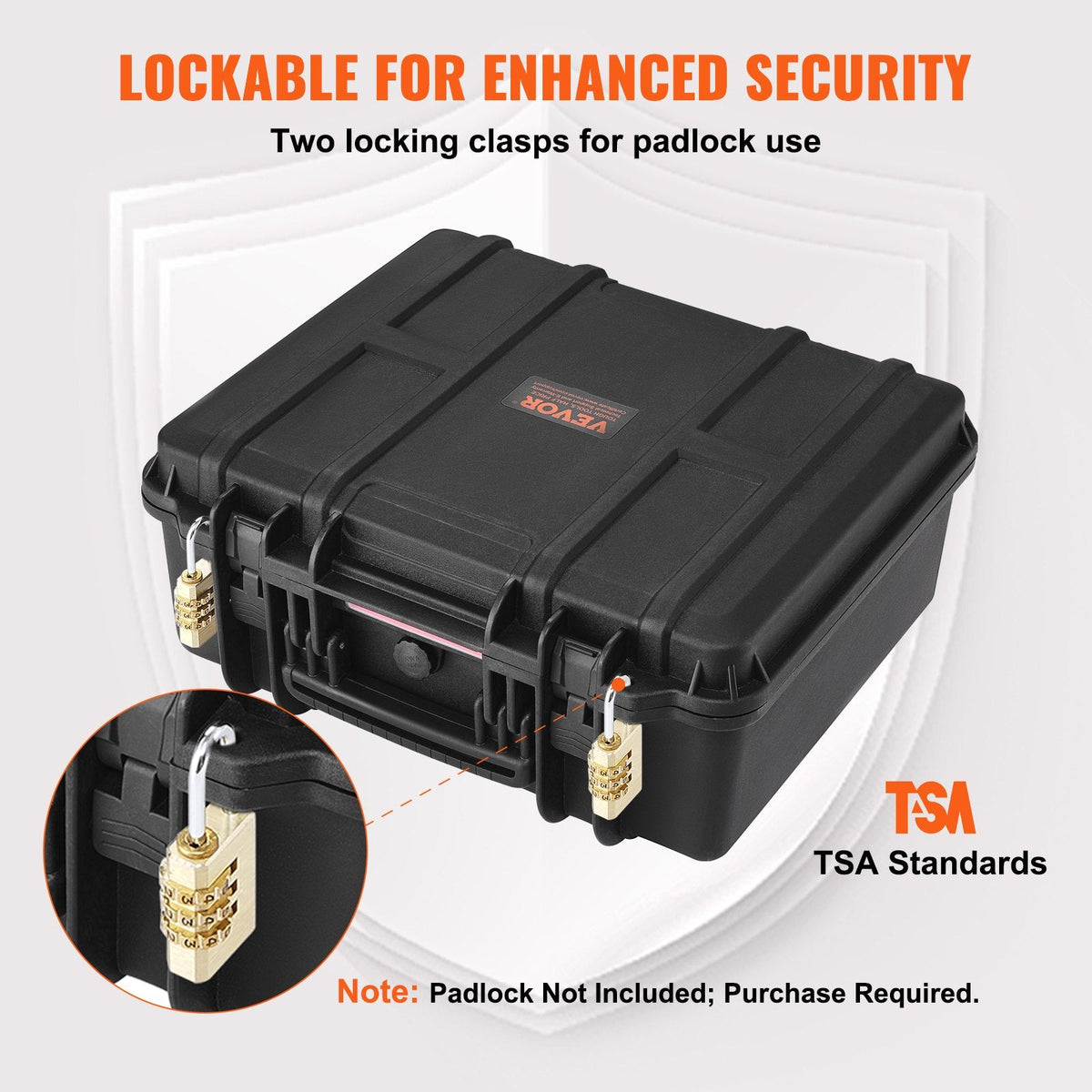 Hard Pistol Cases with Pre-cut PU Foam, Waterproof & Dustproof Hard Gun Case for 6 Pistol, 19.3×17.1×8.3 in Lockable Pistol Case, Black